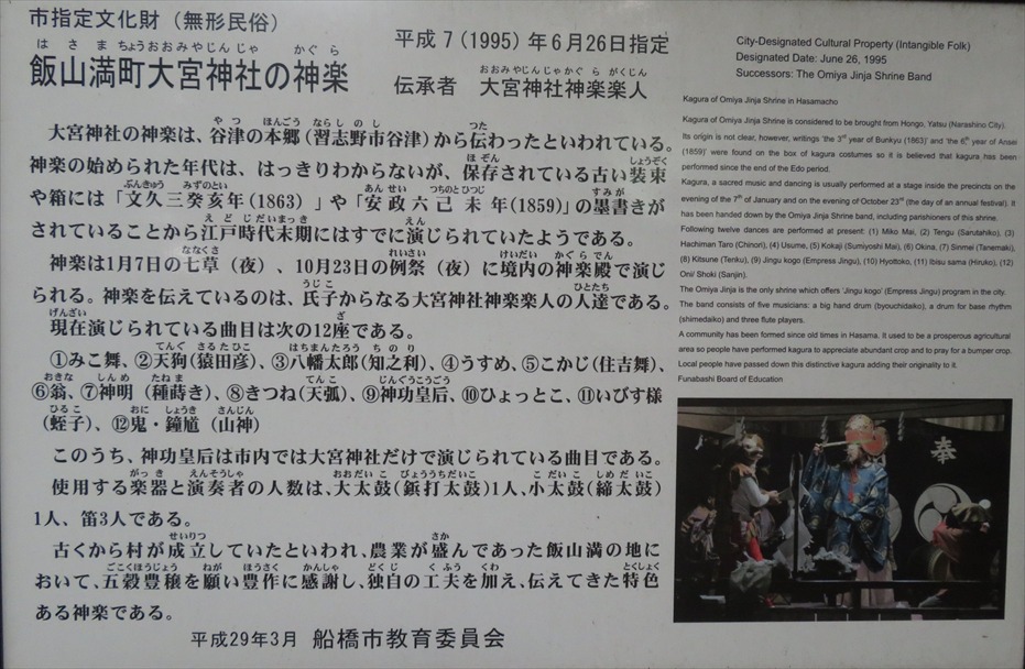 神楽説明。10月の祭礼と正月月七草に演じられる
